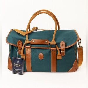 Polo by Ralph Lauren Weekender Bag Travel Duffle NWT Green Canvas Tote